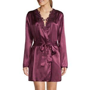 Flora by Flora Nikrooz Long Sleeve Satin Robe~M ~~